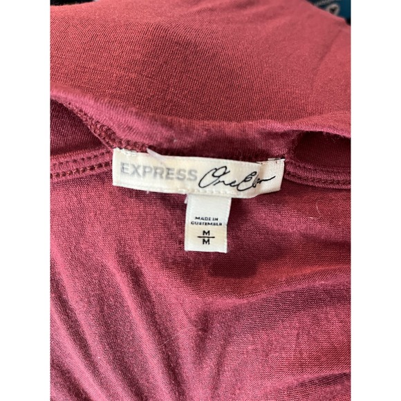 Express One Eleven Top Long Sleeve Maroon Strappy Neckline Womens M - Picture 4 of 5